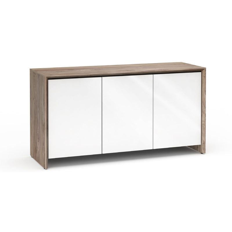 Salamander Barcelona 337 Storage Cabinet Natural Walnut Gloss White
