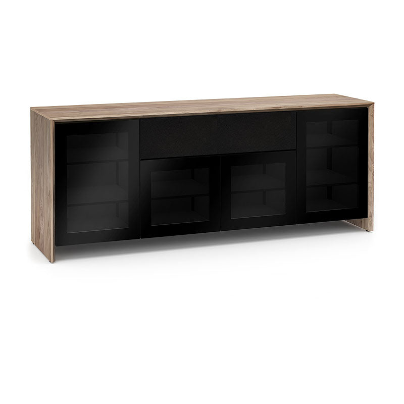 Salamander Barcelona 345 Media Console Natural Walnut Black Glass