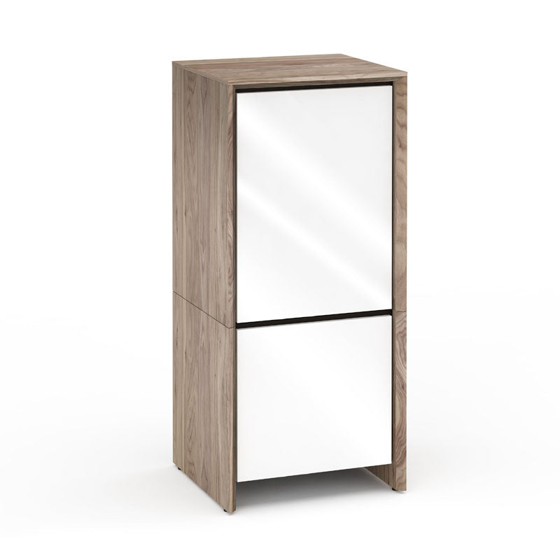 Salamander Barcelona 517 Two-Tone Storage Cabinet Natural Walnut Gloss White