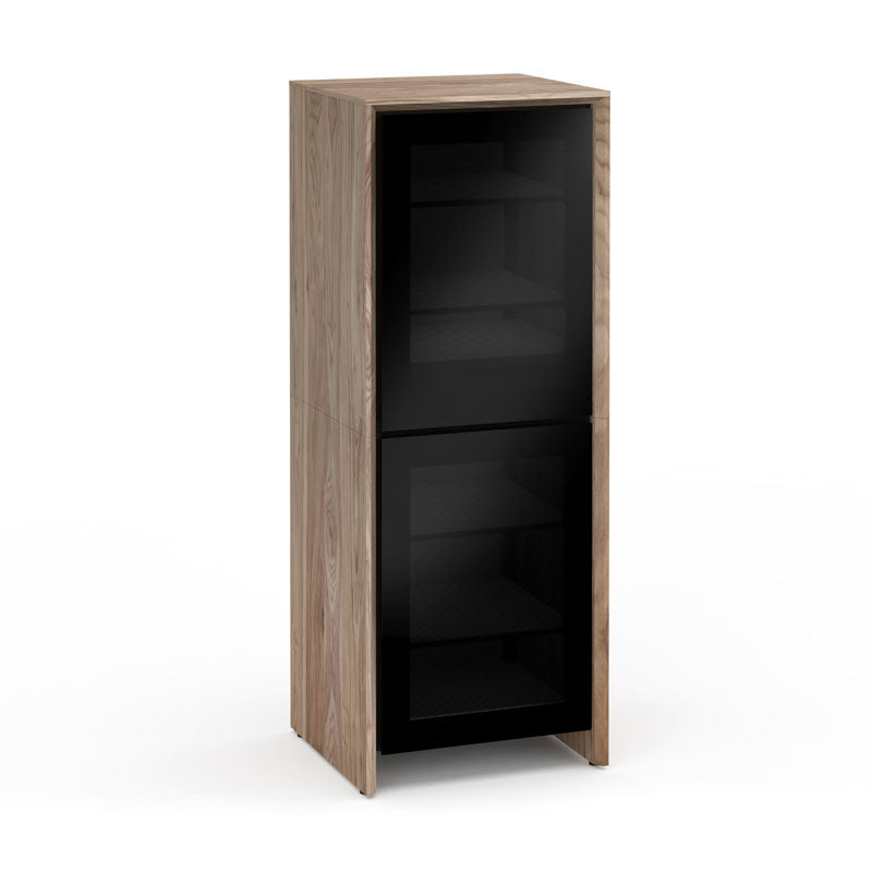 Salamander Barcelona 617 Media Cabinet Natural Walnut Black Glass
