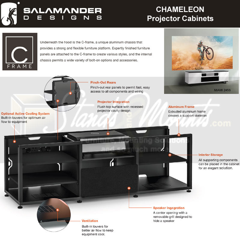 Salamander 245 Chicago Black Oak Cabinet for Hisense PX1-Pro Projector Integration