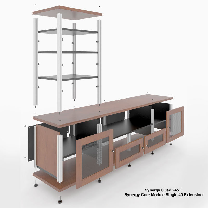 Salamander Synergy Twin 40 Walnut Modular Base with Aluminum Posts
