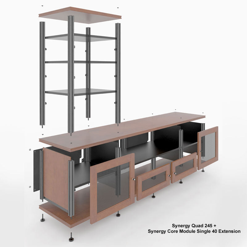 Salamander Synergy Twin 40 Core Module Walnut Black Posts – Modular AV Furniture