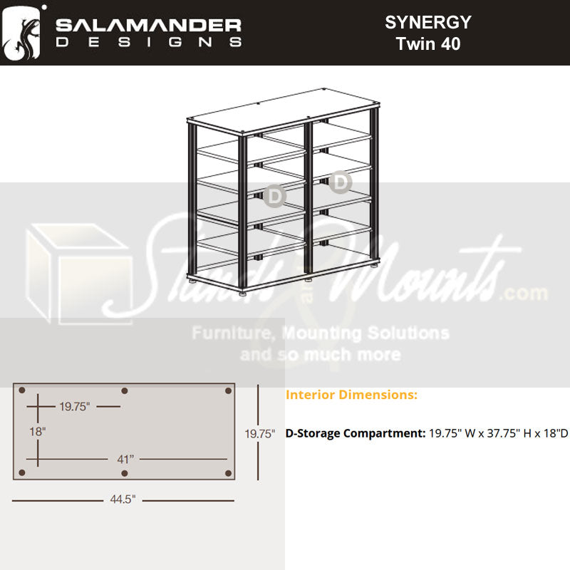 Salamander Synergy Twin 40 Core Module Walnut Black Posts – Modular AV Furniture