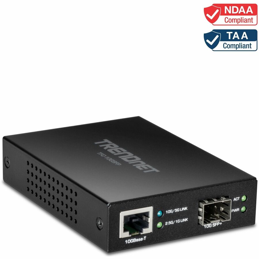 SFP+ Fiber Media Converter - 10GBASE-T Multi-Gig Ethernet Fanless | Tecisoft TFC-10GSFP