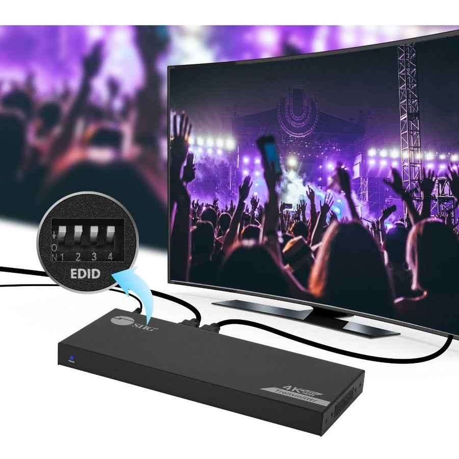 SIIG 1x4 4K 60Hz HDMI Splitter Over Cat6 Extender with Loopout/IR/ARC & RS-232 - Up to 230ft (70m) - Near Zero Latency CE-H27A11-S1