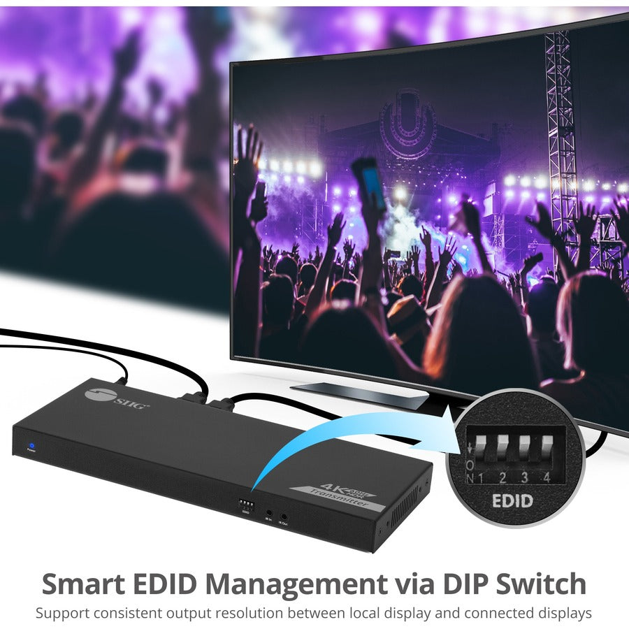 SIIG 1x8 4K 60Hz HDMI Splitter Over Cat6 Extender with Loopout/IR/ARC & RS-232 - Up to 230ft (70m) - Near Zero Latency CE-H27B11-S1