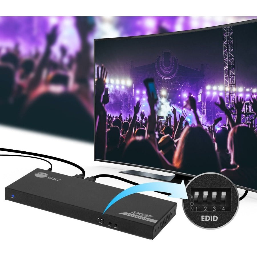 SIIG 1x8 4K 60Hz HDMI Splitter Over Cat6 Extender with Loopout/IR/ARC & RS-232 - Up to 230ft (70m) - Near Zero Latency CE-H27B11-S1