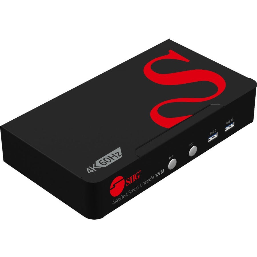SIIG 2 Port 4K 60Hz DisplayPort 1.2 KVM Switch with USB 3.0 and Multi-Media ports CE-DP0F11-S1