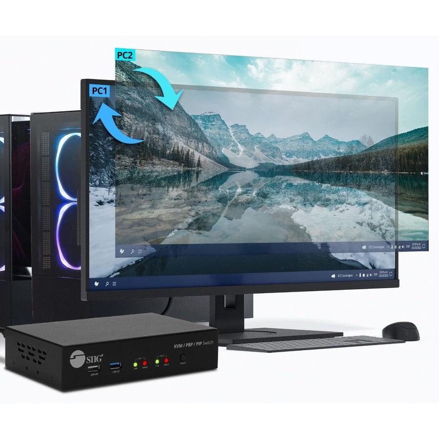 SIIG 2-Port 4K HDMI KVM Switch with PBP Roaming Mouse & PIP CE-KV0G11-S1