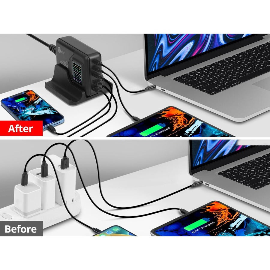 SIIG 200W GaN PD Charger with Charging Display- 3C2A - Portable USB Type-C Charger -