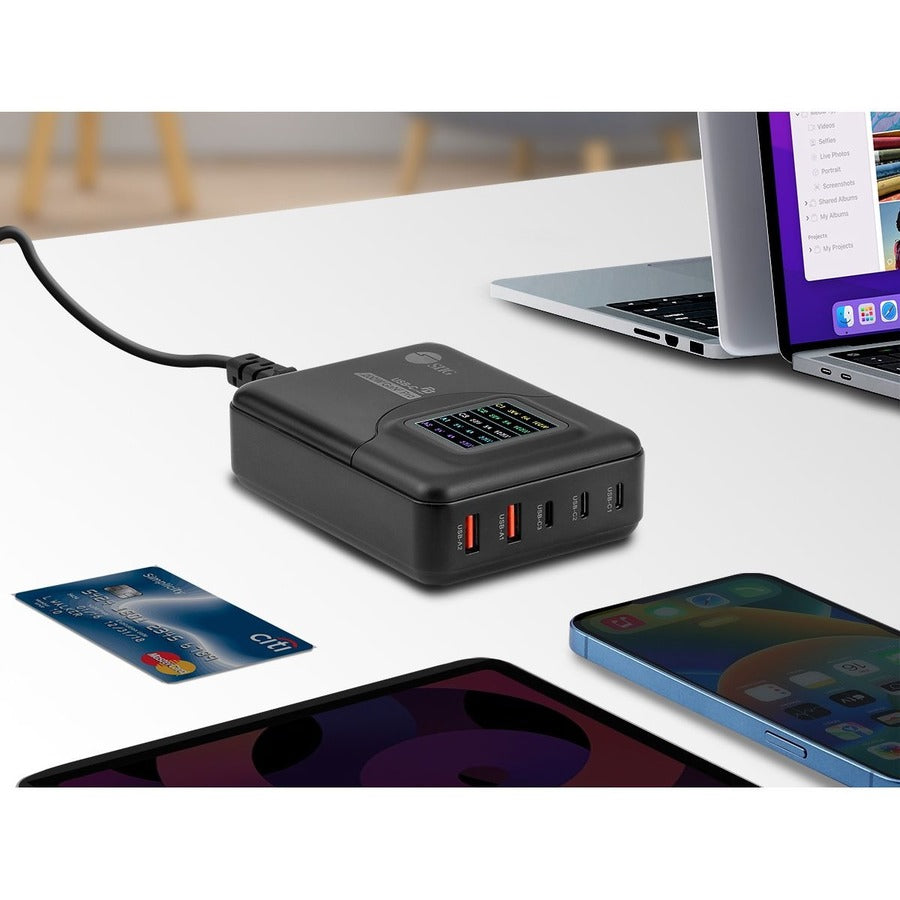 SIIG 200W GaN PD Charger with Charging Display- 3C2A - Portable USB Type-C Charger -