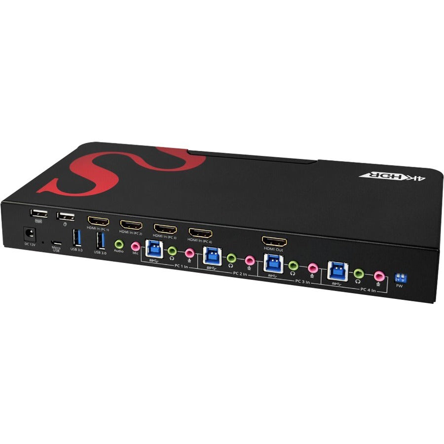 SIIG 4-Port HDMI 4K60Hz HDR Smart Console KVM Switch with USB 3.0 Multi-Media CE-H25611-S1