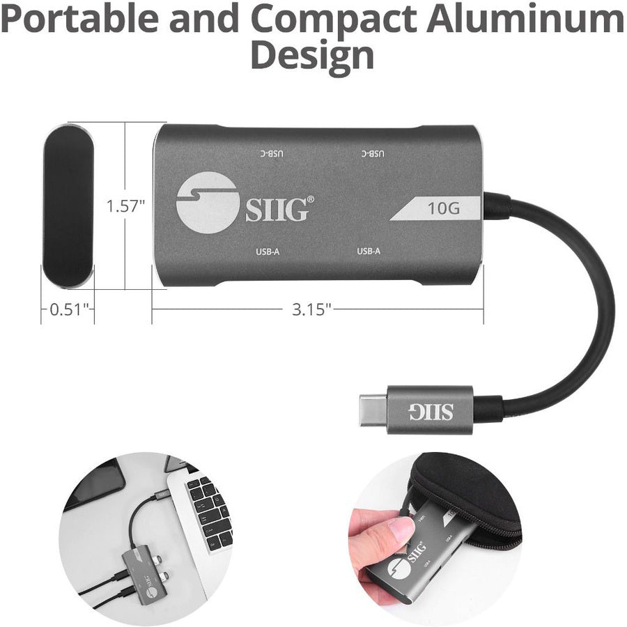 SIIG 4-Port USB 3.1 Gen 2 10G Hub - 2A2C JU-H40G11-S1
