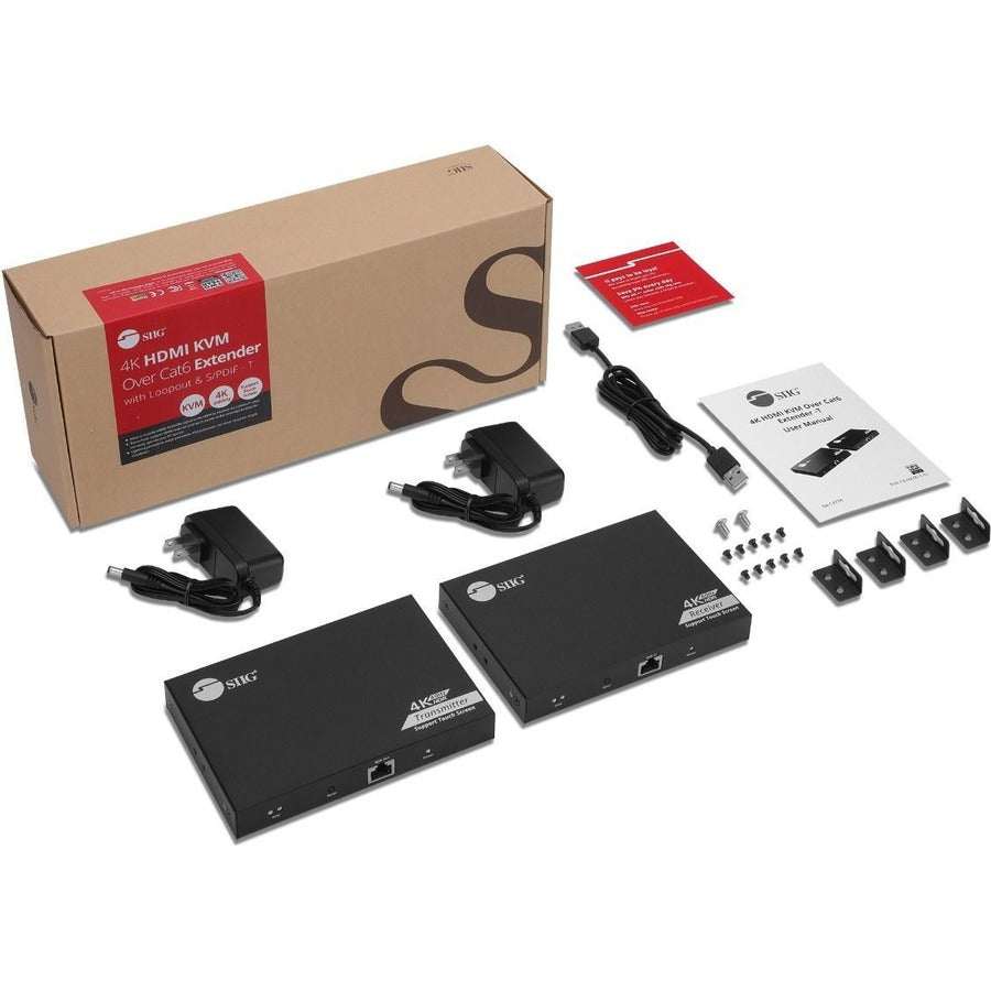 SIIG 4K 60Hz HDR HDMI KVM Over Cat6 Extender with S/PDIF & Touch Screen Support CE-H27811-S1