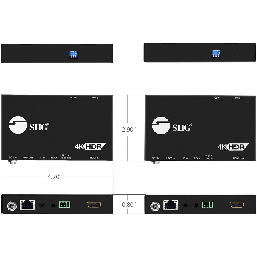 SIIG 4K HDR HDMI 2.0 HDBaseT Extender Over Single Cat5e/6 with RS-232 & IR - 100m CE-H23311-S1