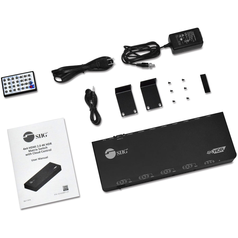 SIIG 4x4 HDMI 2.0 4K HDR Matrix Switch with Cloud Control CE-H24W11-S1