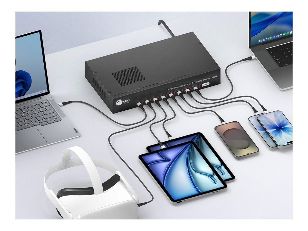 SIIG 8-Port USB-C PD Charger 350W Total Output for Offices