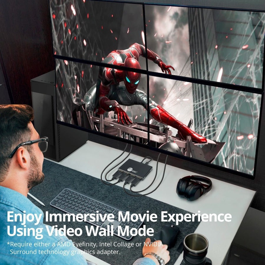 SIIG 8K 1x4 DisplayPort 1.4 to DisplayPort MST Hub Splitter CE-DP0R11-S1