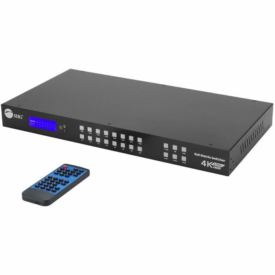 SIIG 8x8 HDMI 4K60Hz Matrix Switcher with LCD - 18Gbps- Downscaling- EDID Management - ARC