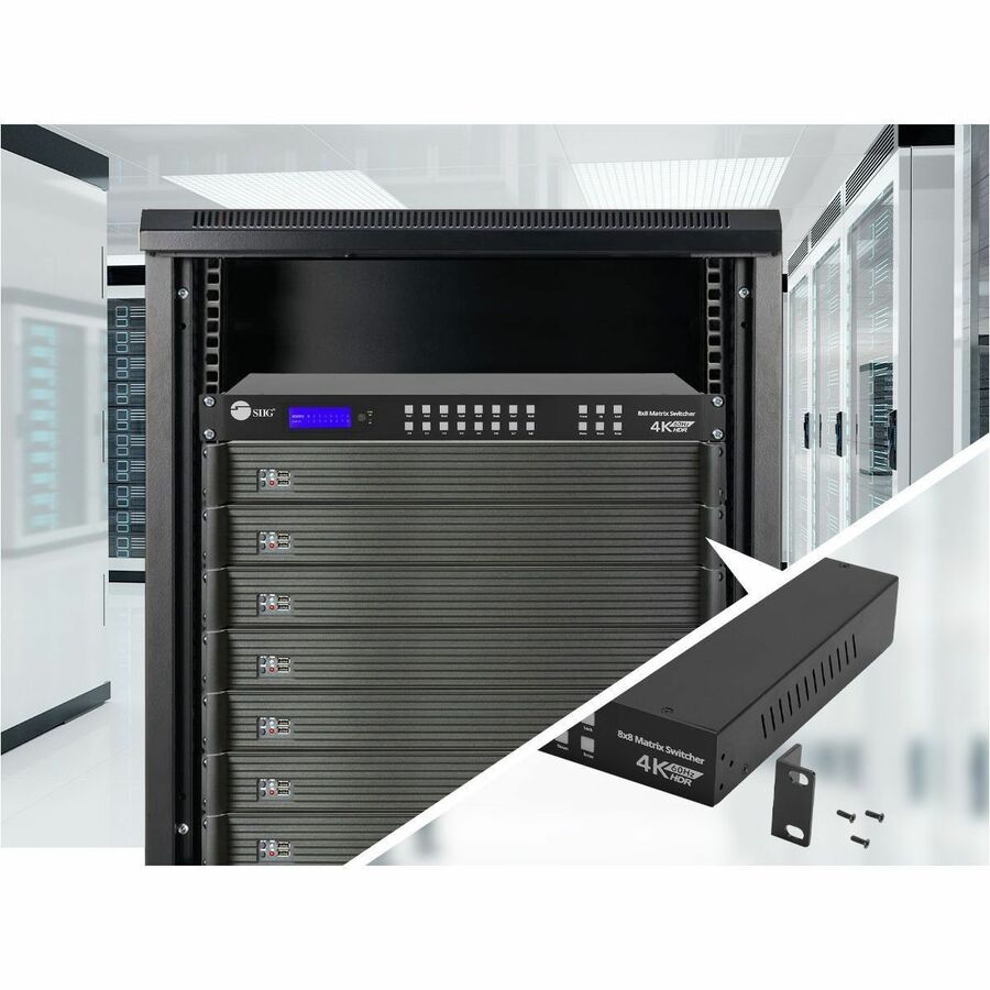 SIIG 8x8 HDMI 4K60Hz Matrix Switcher with LCD - 18Gbps- Downscaling- EDID Management - ARC