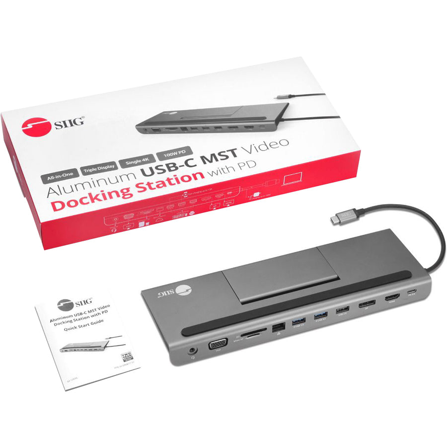 SIIG Aluminum USB-C MST Video Docking Station with 100W PD JU-DK0E11-S1