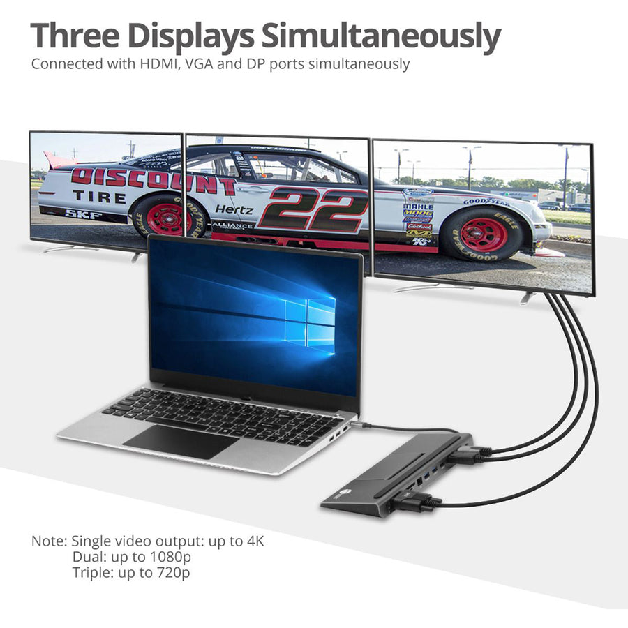 SIIG Aluminum USB-C MST Video Docking Station with 100W PD JU-DK0E11-S1