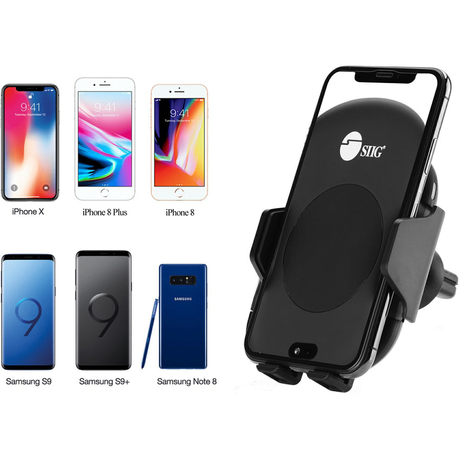 SIIG Auto-Clamping Wireless Car Charger Mount/Stand AC-PW1M11-S1