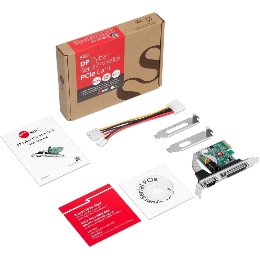 SIIG DP Cyber 1S1P PCIe Card JJ-E20311-S1