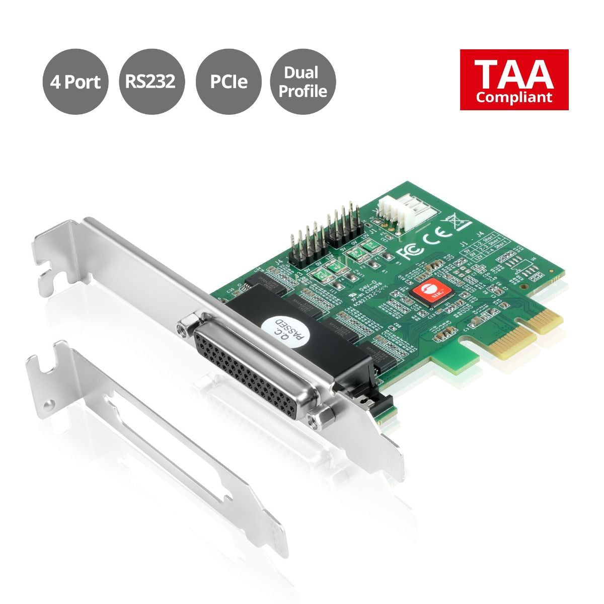 SIIG DP CyberSerial 4-Port RS-232 PCIe Card for Industrial Use