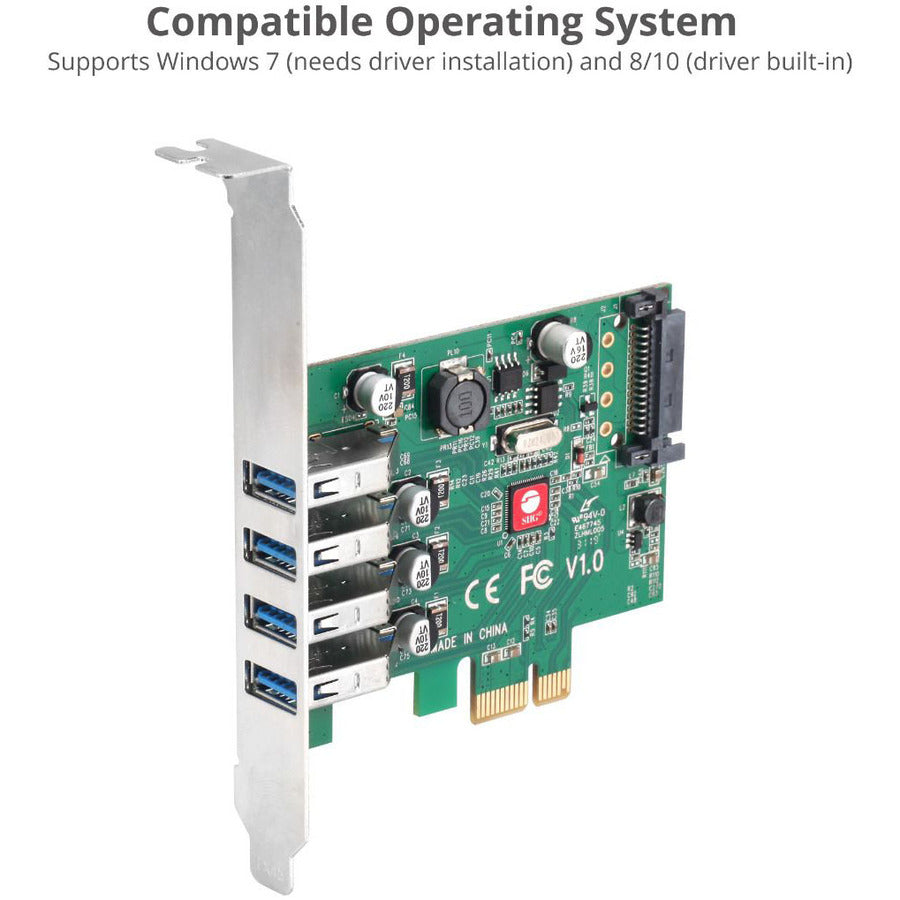 SIIG DP USB 3.0 4-Port PCIe Host Card JU-P40A11-S1