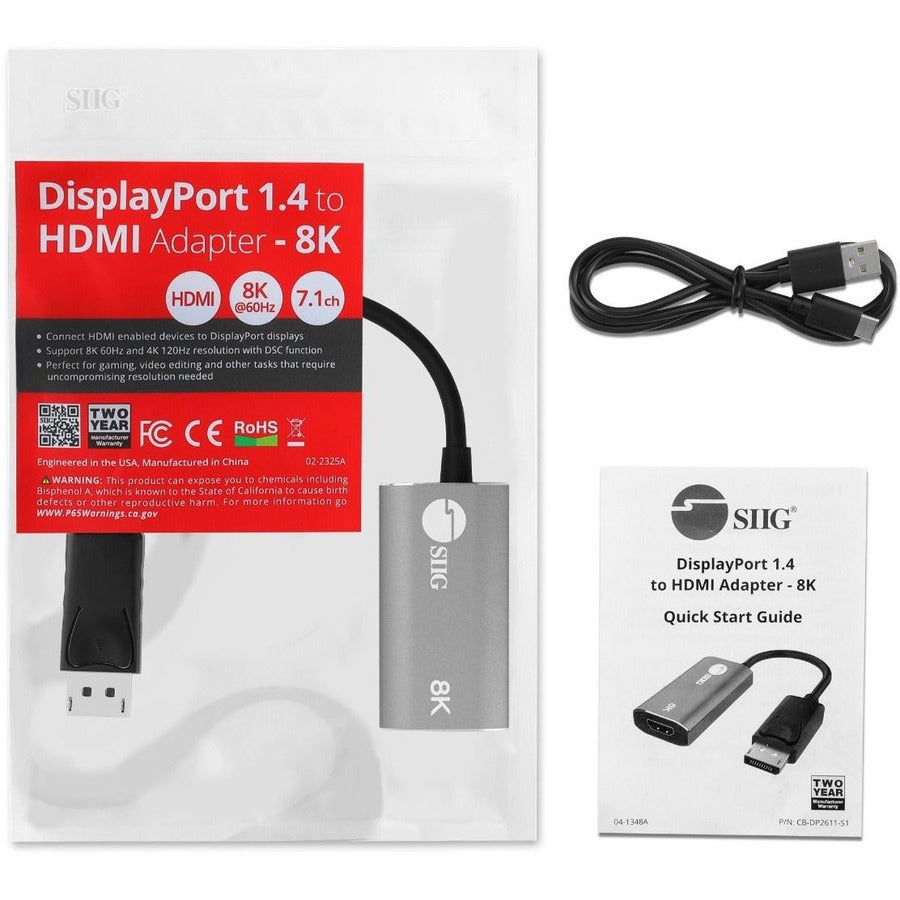 SIIG DisplayPort 1.4 to HDMI Adapter - 8K 60Hz Male to Female CB-DP2611-S1