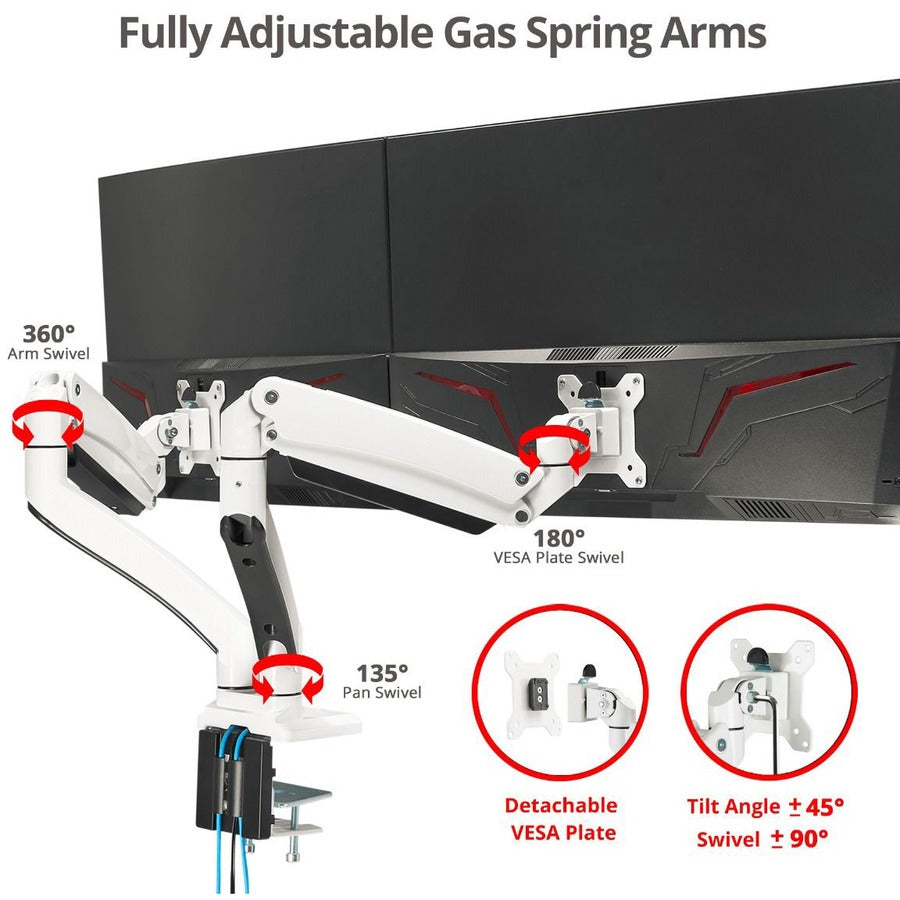 SIIG Dual Monitor Aluminum Heavy Duty Desk Mount with USB and Audio Ports CE-MT3211-S1
