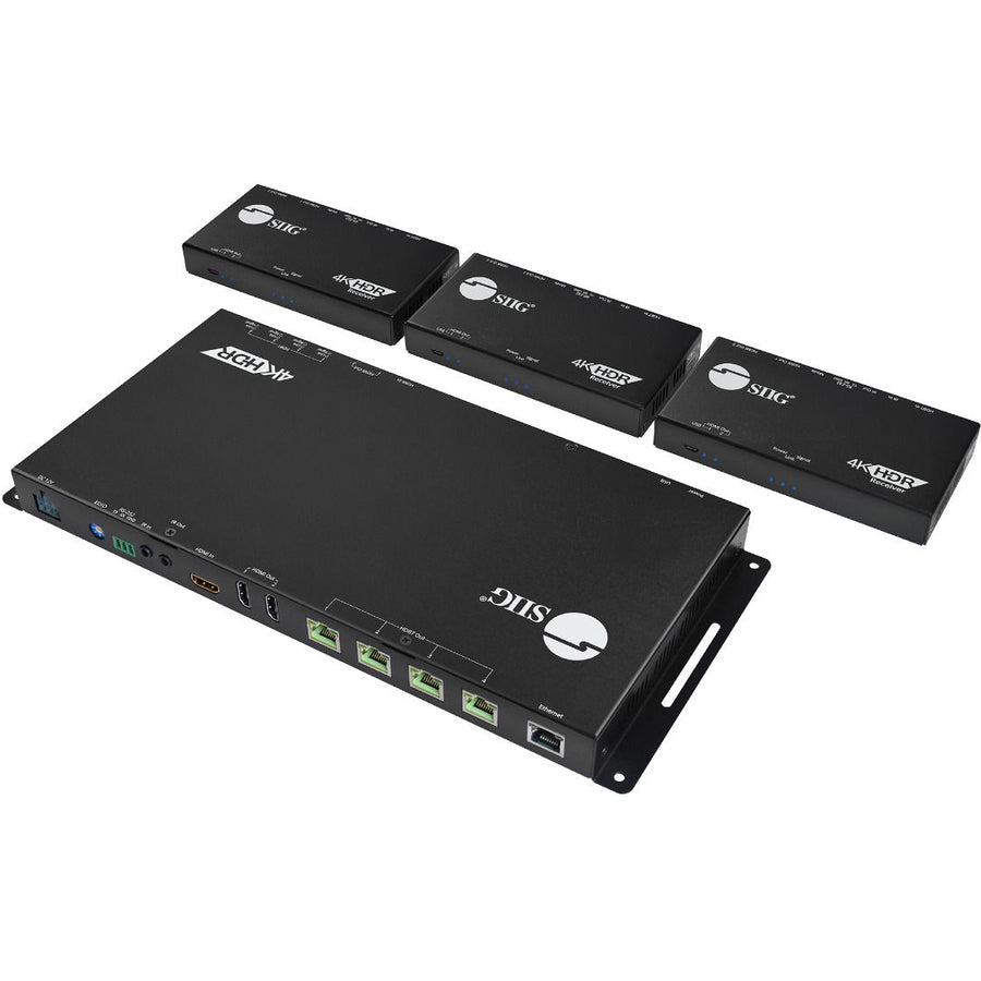 SIIG HDMI 2.0 4K HDR 1x4 Splitter HDBaseT Extender with Auto-scaling CE-H24N11-S1