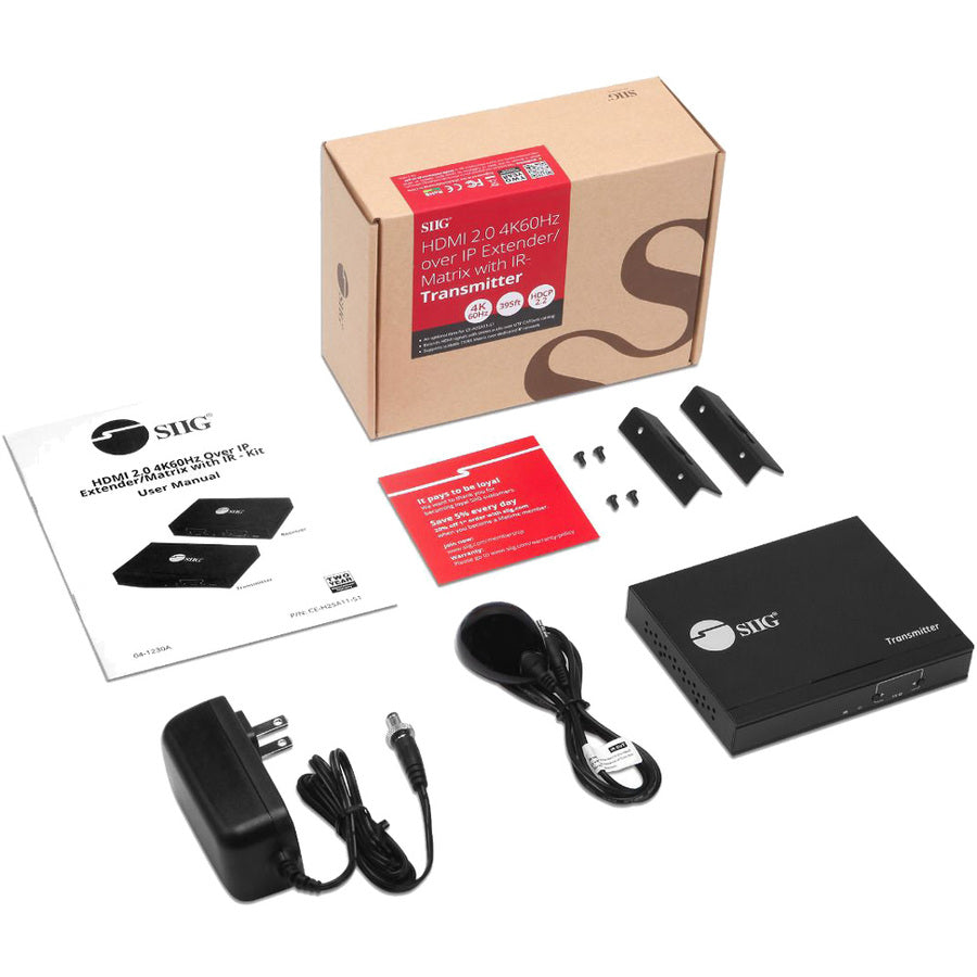 SIIG HDMI 2.0 4K60Hz Over IP Extender / Matrix with IR - Encoder (TX) CE-H25B11-S1