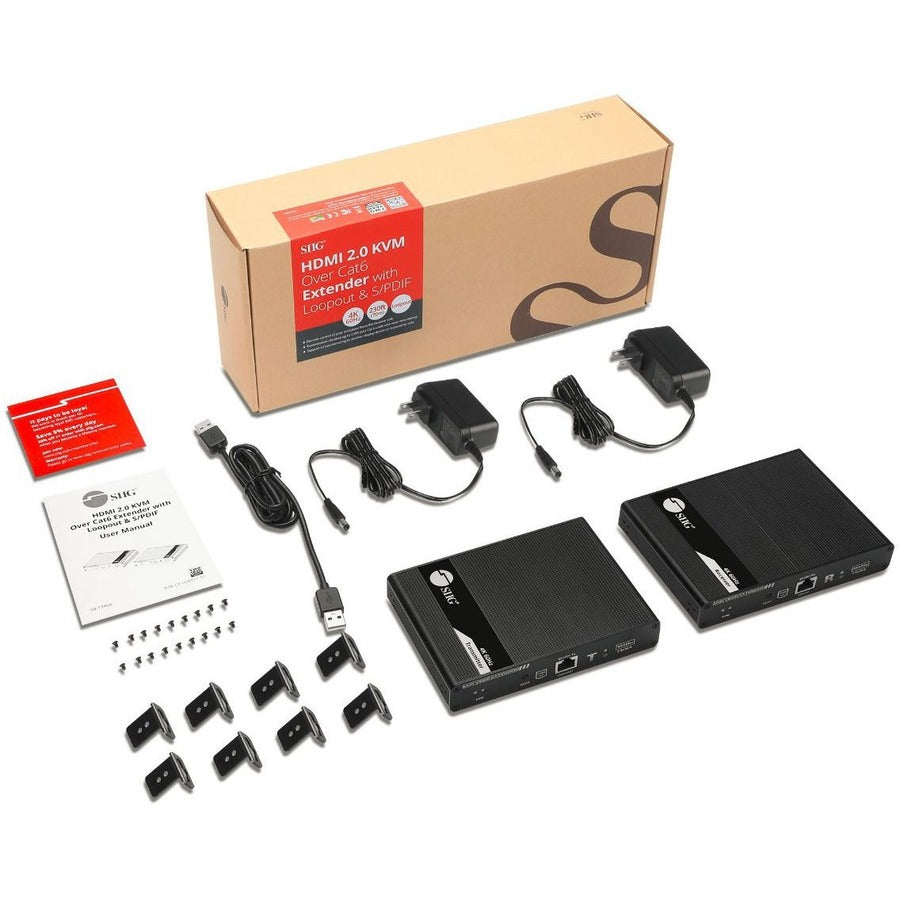 SIIG HDMI 2.0 KVM Over Cat6 Extender with Loopout & S/PDIF CE-H26Y11-S1