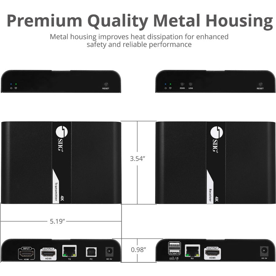 SIIG HDMI 4K30Hz KVM over IP Extender 328ft CE-H25H11-S1