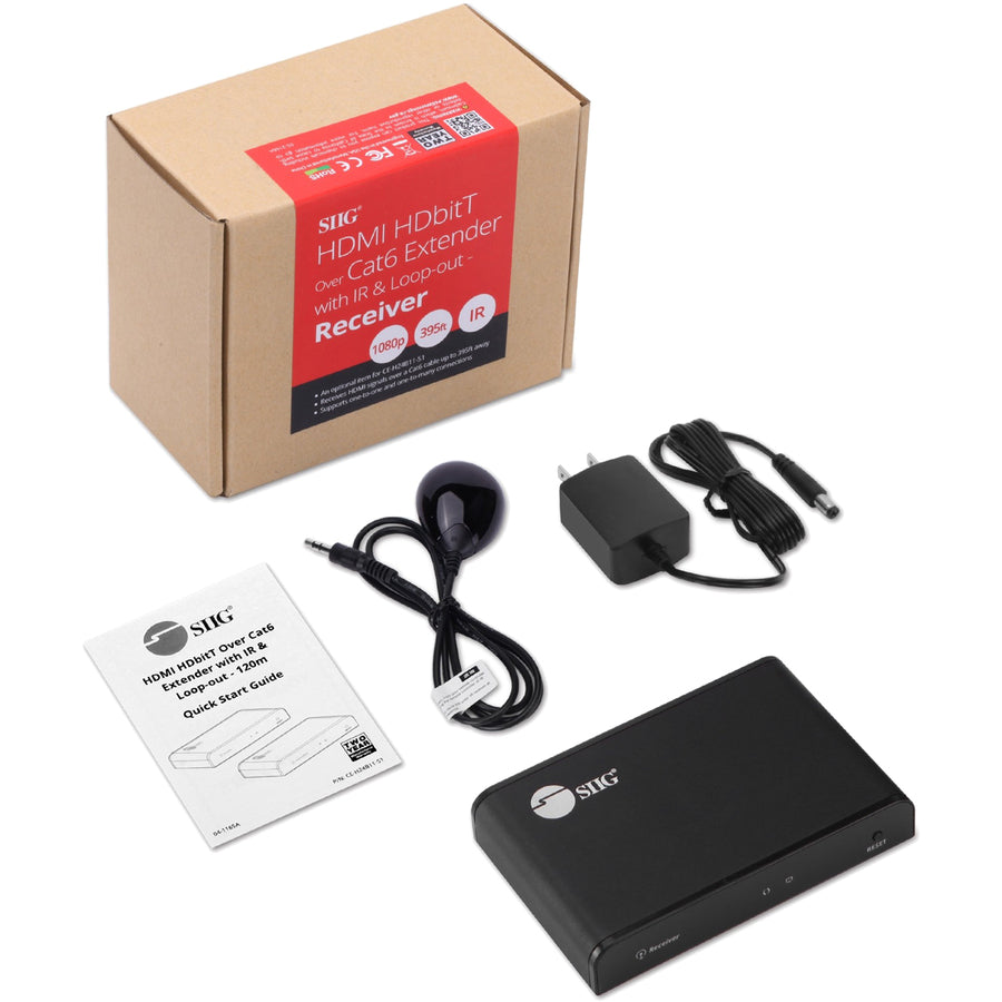 SIIG HDMI HDbitT Over Cat6 Extender with IR & Loop-out - Receiver CE-H24V11-S1