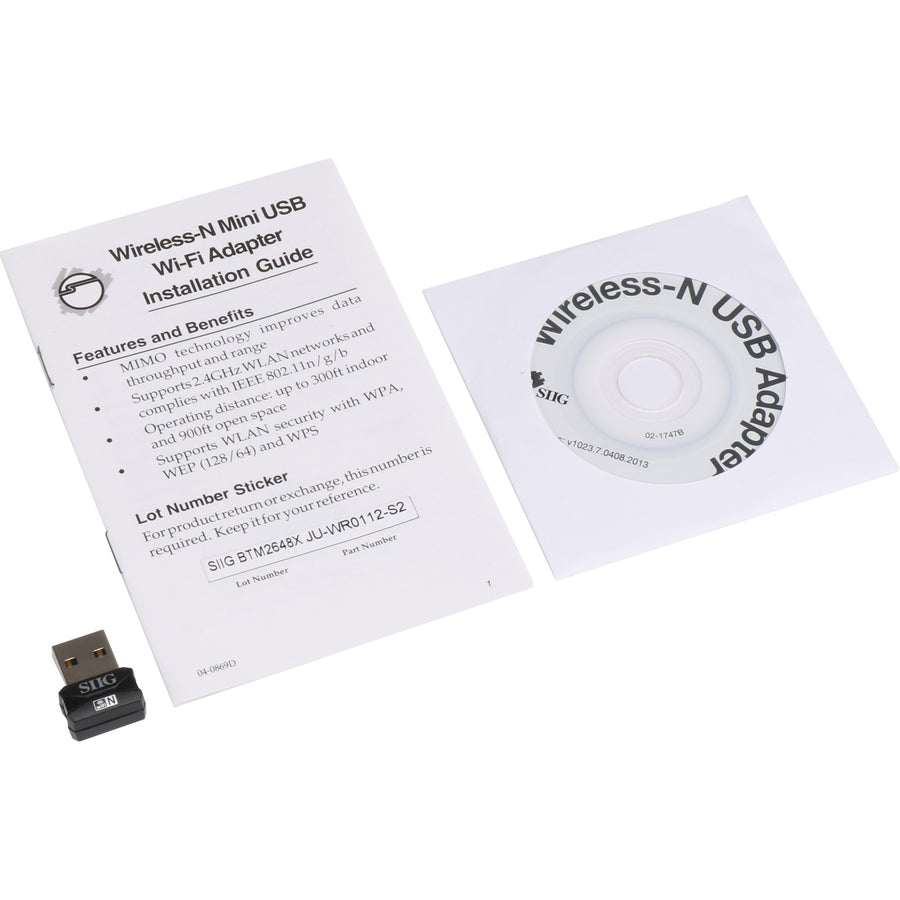 SIIG IEEE 802.11n Wi-Fi Adapter for Desktop Computer/Notebook JU-WR0112-S2