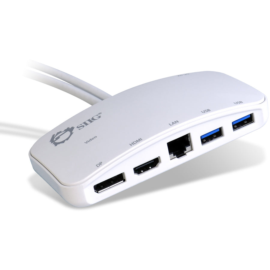 SIIG Mini-DP Video Dock with USB 3.0 LAN Hub - White JU-H30212-S1
