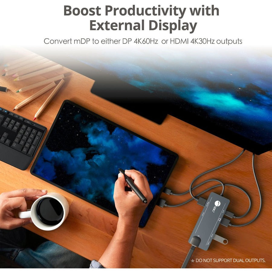 SIIG Mini DisplayPort 4K Video Dock with USB 3.0 LAN Hub JU-H30F11-S1