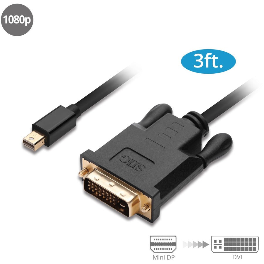 SIIG Mini DisplayPort to DVI 3ft Cable CB-DP1W12-S1