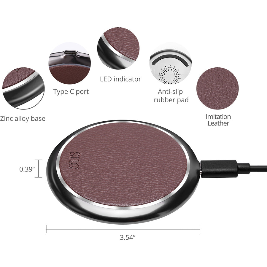 SIIG Premium Wireless Smartphone Charger Pad - Brown AC-PW1K12-S1