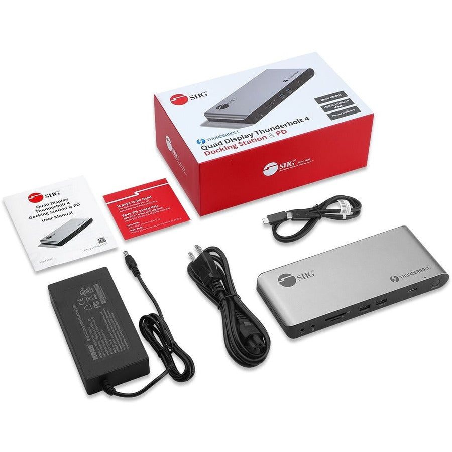SIIG Quad Display Thunderbolt 4 Docking Station & PD JU-DK0U11-S1