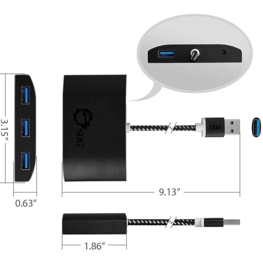 SIIG SuperSpeed USB 3.0 4-Port Powered Hub JU-H40F12-S1