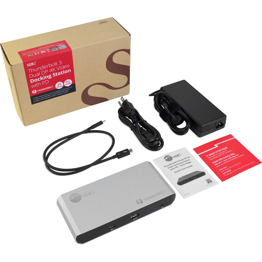 SIIG Thunderbolt 3 Dual DP 4K Video Docking Station with PD - Titan Ridge JU-DK0C11-S1