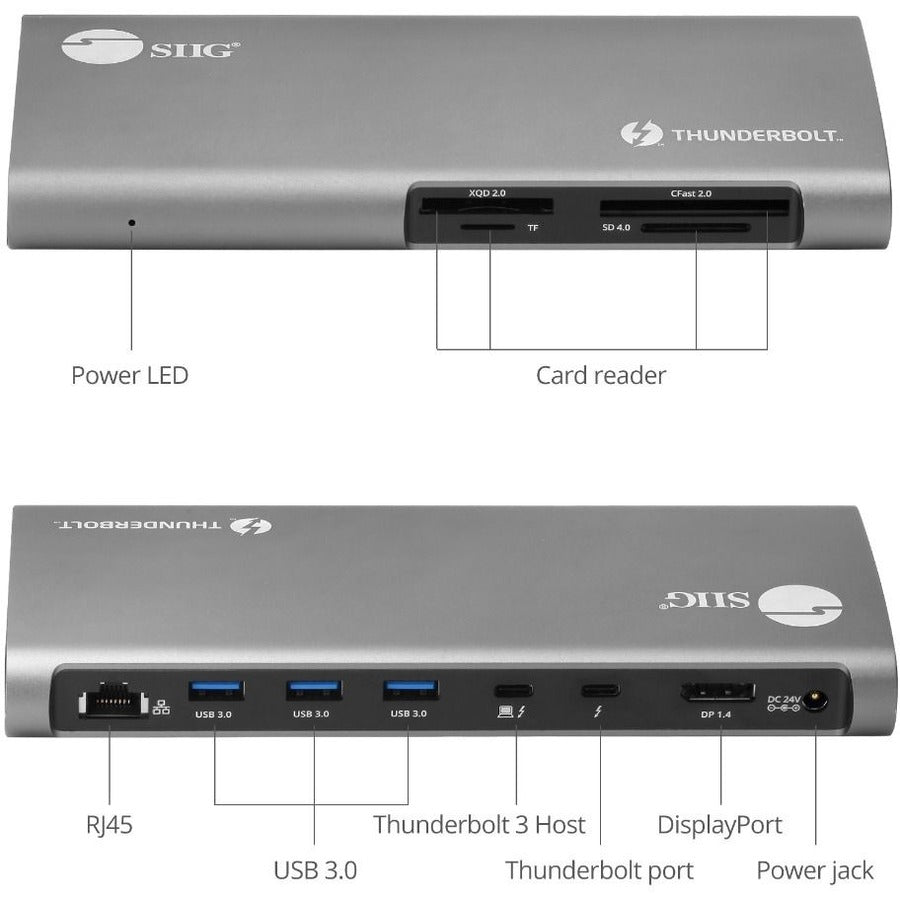 SIIG Thunderbolt 3 to Dual 4K Monitor Docking Station with PD - Titan Ridge JU-DK0G11-S1