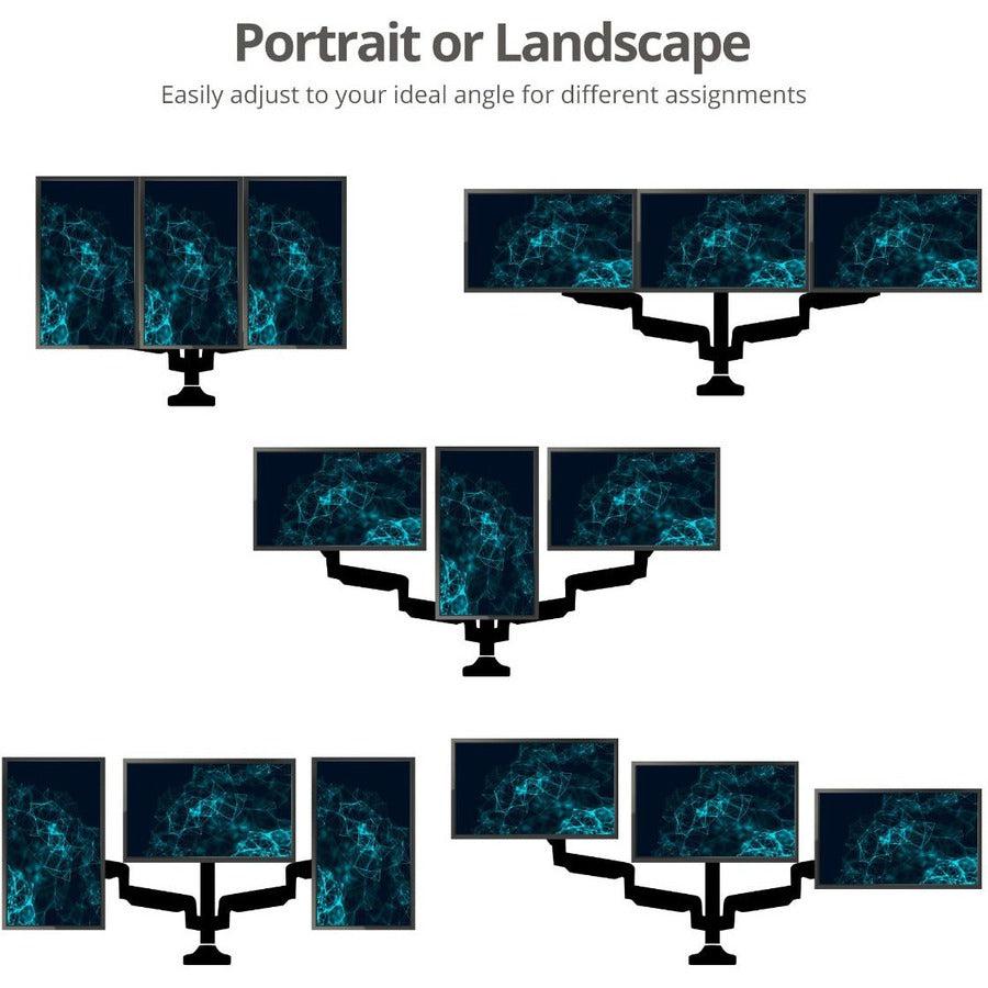SIIG Triple Monitor Aluminum Gas Spring Desk Mount CE-MT3611-S1