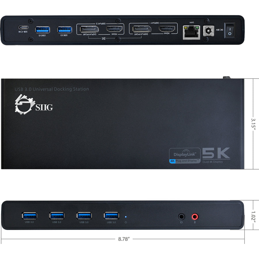SIIG USB 3.0 4K Dual Video Docking Station JU-DK0411-S1