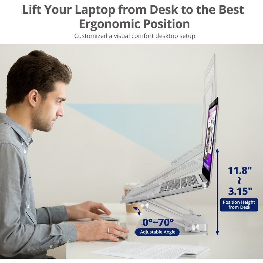 SIIG USB-C Laptop Adjustable Stand w/Dual 4K MST Docking Station CE-MTDK11-S1